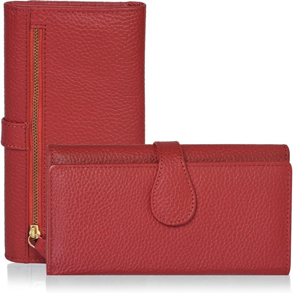 Real Leather Women Wallet Leather with RFID Blocking -Trifold Card Holder Design